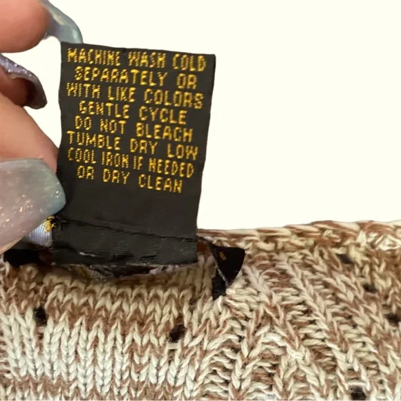 Grace Elements Laguna Ivory tan cotton knit scallop hem sweater top sz s - Picture 7 of 12